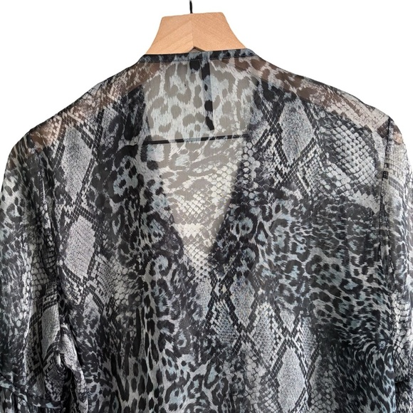 Embellished Animal Print Sheer Tunic Top Women’s Size XL Boho Peasant Dressy - Picture 10 of 16